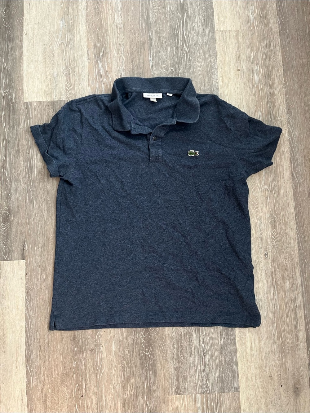 Lacoste Mens XL Slim Fit Heather Navy Blue Cotton Jersey Crocodile Polo Shirt